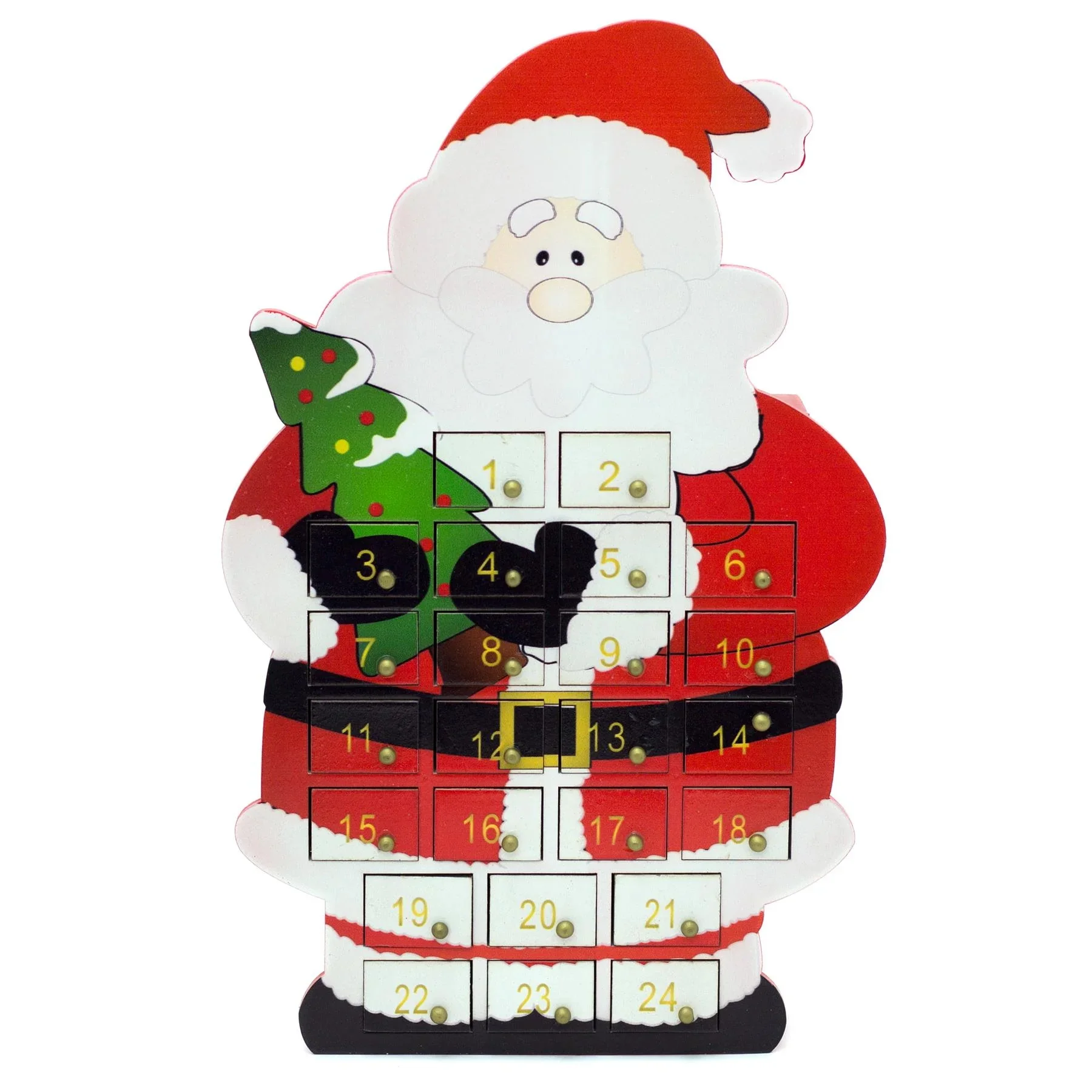 Hot Sale Wooden Father Christmas Santa Claus Advent Calendar With Drawers for house decoration