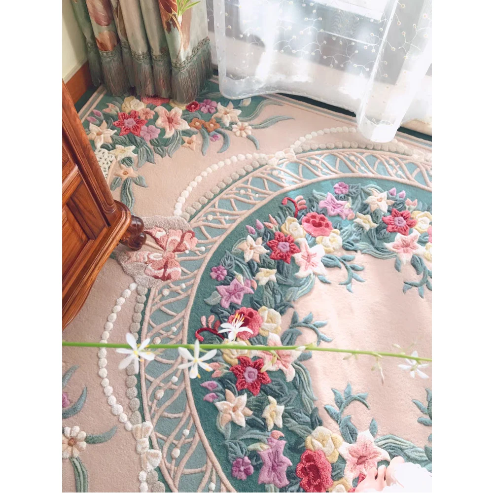 Customized design floral pattern home use hand made carpet hand carved carpet