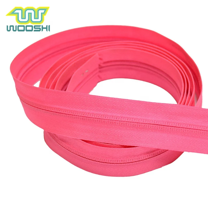 Free Sample Deep Pink Invisible Nylon Zipper Chain Custom 5# Reversible Coil Zip For Sofa