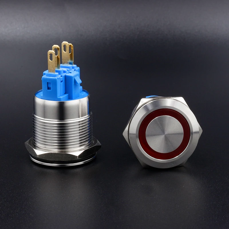 22mm LED Ring Lighting Locking Button Anti Damage Metal Switch