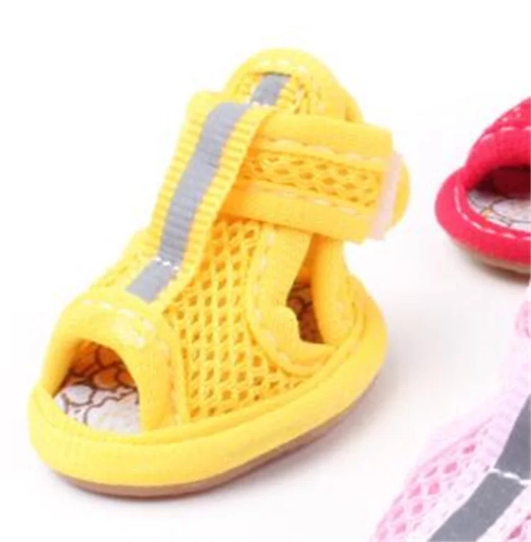
Hot Sale Casual Anti-Slip Small Dog Shoes For Cute Pet Shoes summer Breathable Soft Mesh Sandals Candy Colors 5 Sizes 