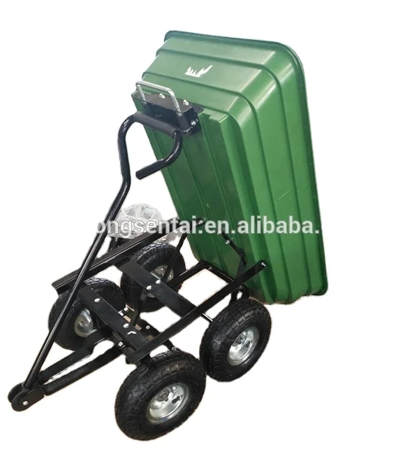 75L 125L 4 wheel heavy duty poly plastic tray dump garden carts
