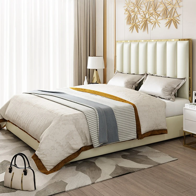 new arrival hotel leather luxury modern king size wood beds room furniture bedroom sets beds frames design