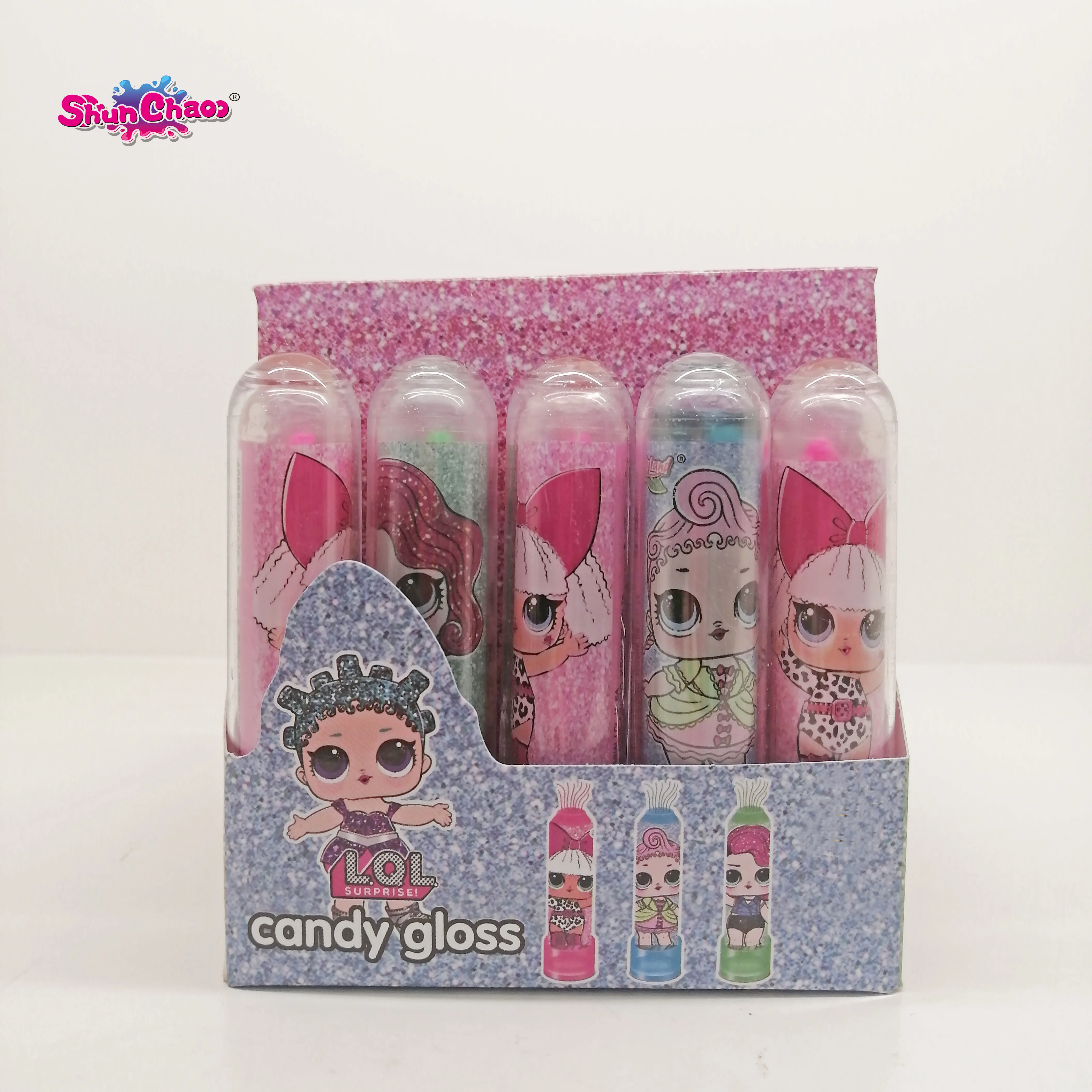 OEM High Pigment Quality Lollipop Lip Gloss  Lipstick Shape Fruit Flavor Turn Candy