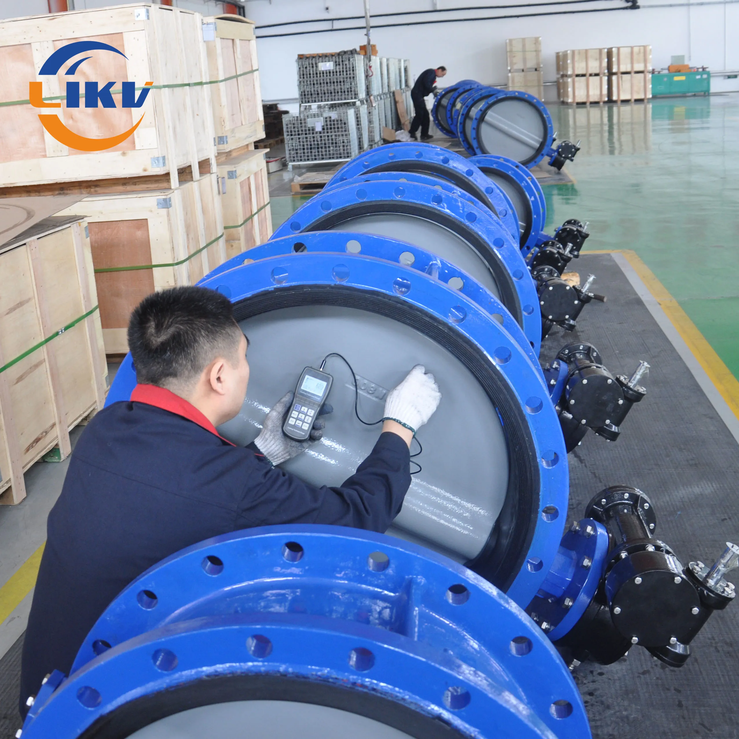 Cast Iron NBR Seal Pn10/16/25 Double Flange Butterfly Valve with Worm Gear Operated