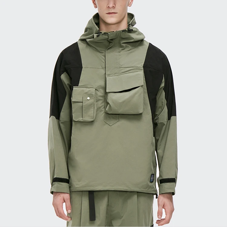 Ветровка мужская зимняя водонепроницаемая, трикотажная спортивная одежда для бега с несколькими карманами, карго для трека, парусиновая куртка для мужчин