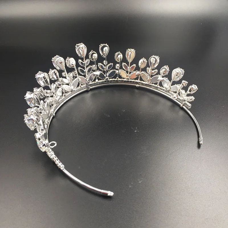 Queen Princess Cubic Zincon Bridal Flower Crown Tiara Vners Fashion Jewelry Copper Wedding Hair Crowns For Women BC3356