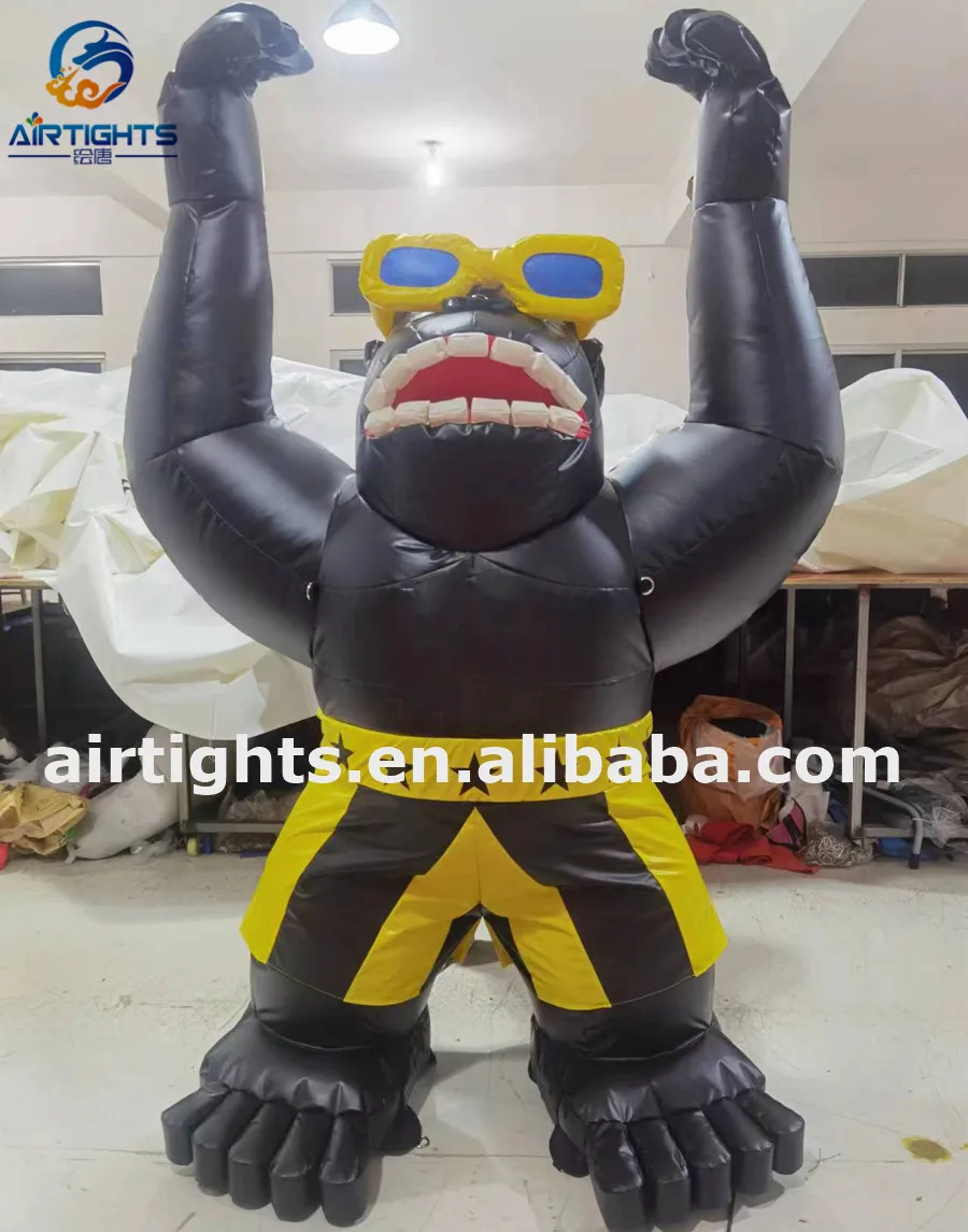 Durable pvc tarpaulin 8ft high inflatable little gorilla balloon for advertising