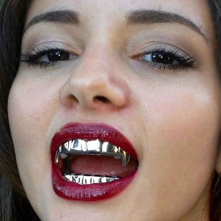 Wholesale Teeth Grillz Set Para Dientes Vampire Fangs Gold Plated Hip Hop Teeth Grillz For Women Men