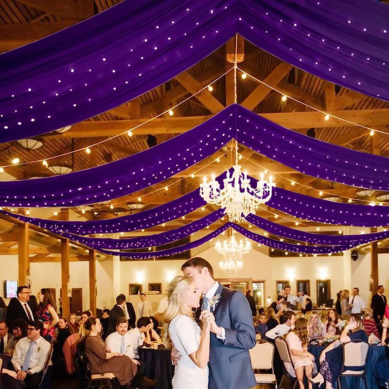 Premium Navy Blue Chiffon Tulle Ceiling Drapes for Weddings and Various Events Modern Style for Hotels and Hospitals