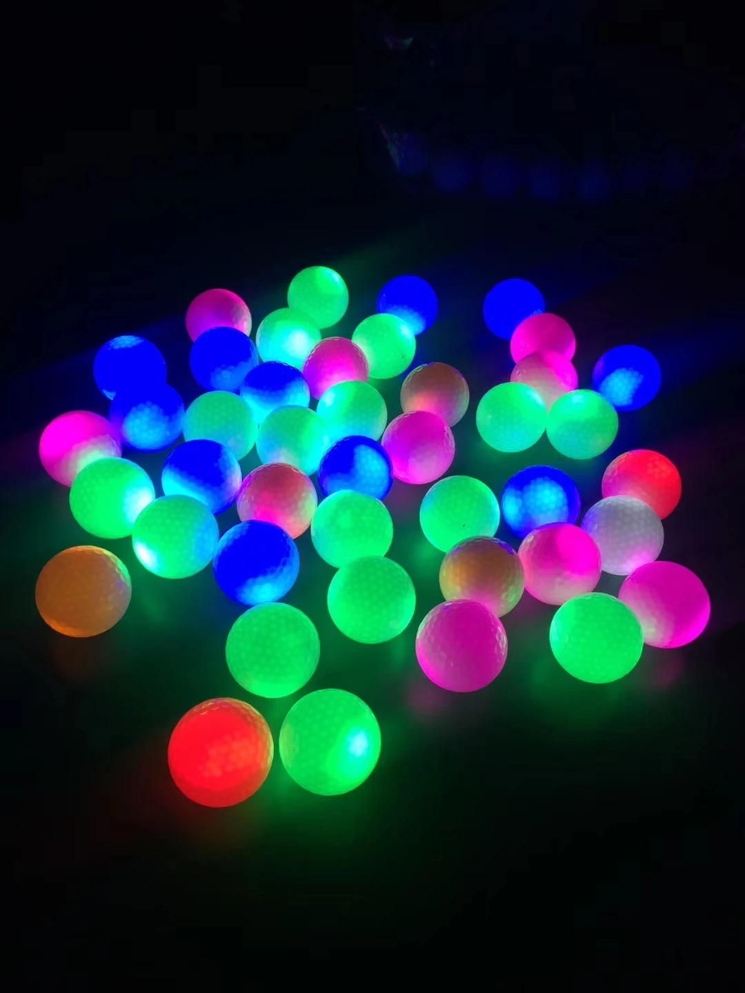 Custom logo Color Flashing Led golf balls Glow In The Dark Light Up Long Time Bright Golf Ball For Night Sports