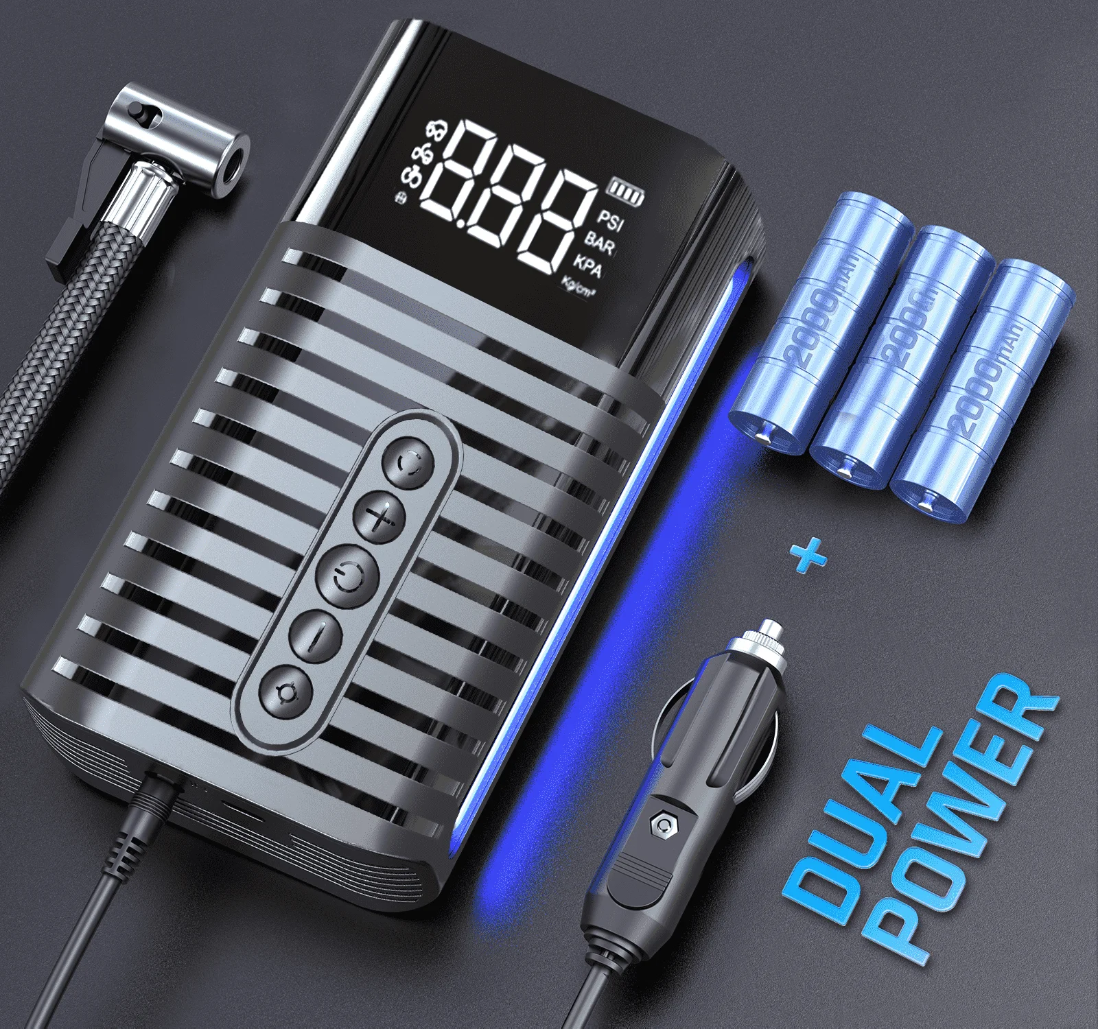 Nexest 2in1 Portable Bicycle Pump Wireless & Wire With 6000mAh Battery High-Efficiency Electric Air Compressor