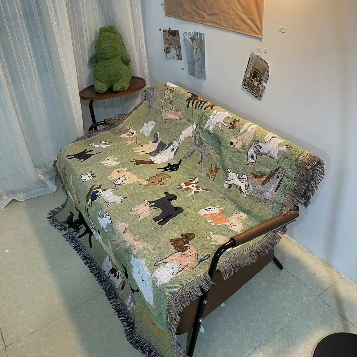 animal dogs custom vintage jacquard woven throw rug home decor blanket