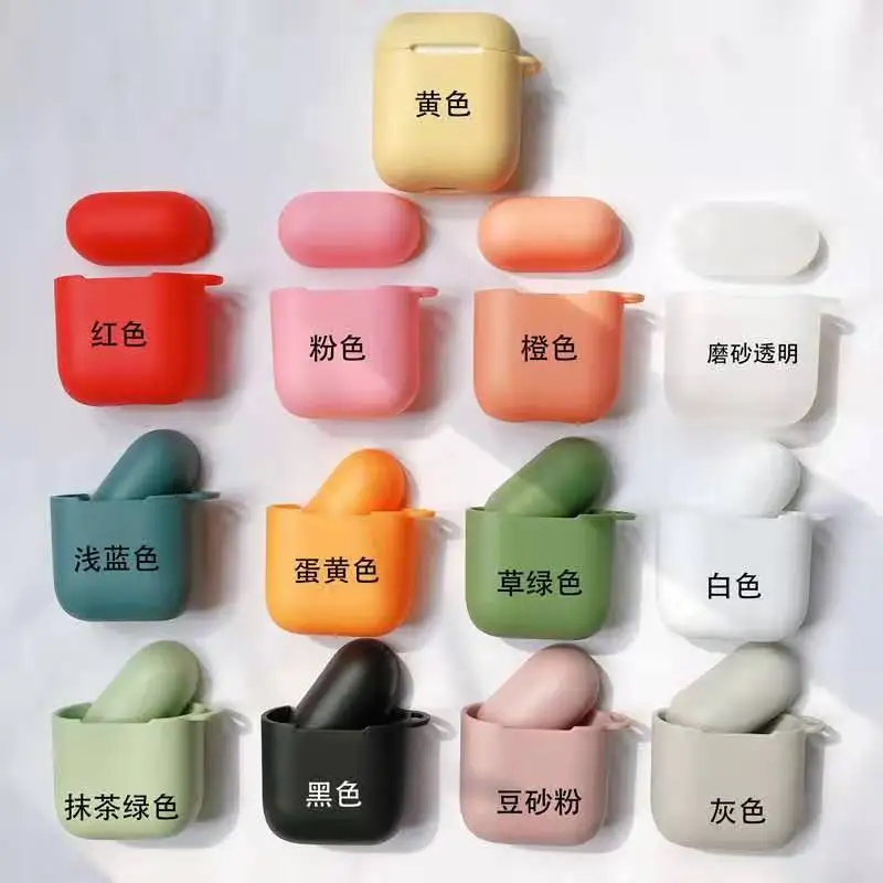 Для iphone Airpods 1 2 3 4 PRO PRO2 TPU сплошной цвет защитный чехол с мультяшным логотипом печать текст стильные наушники