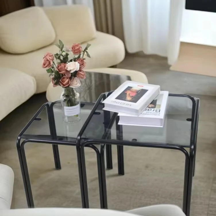 Glass Top Metal Base Modern Luxury Office Apartment Dining Coffee Table side table