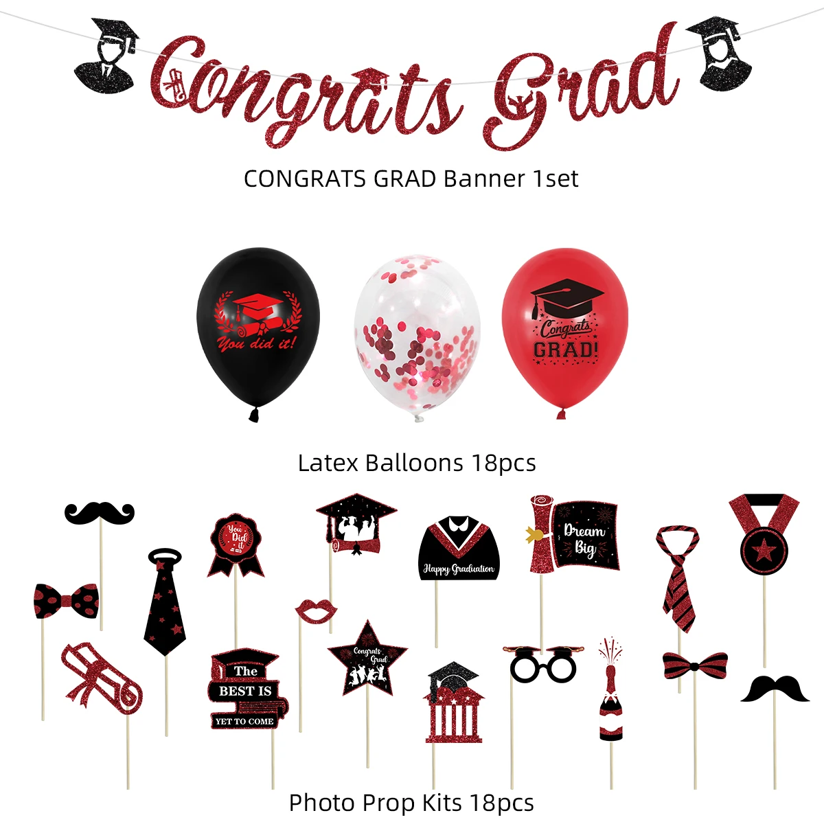 Umiss Paper 2022 Graduation party decorations Glitter banner Photo props Colorful confetti balloons supplies OEM