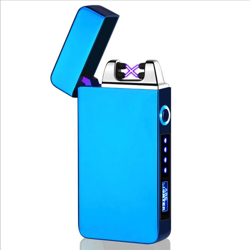  Светодиодная Зажигалка со светодиодным дисплеем питания USB-зарядка импульсная зажигалка горячая Распродажа плазменная для сигар с двойной дугой ветрозащитная Электронная