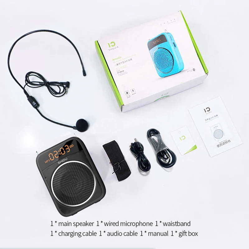 SHIDU S298 15W Output Power portable mini Personal Rechargeable Bluetooth PA Loudspeaker  Voice amplifier