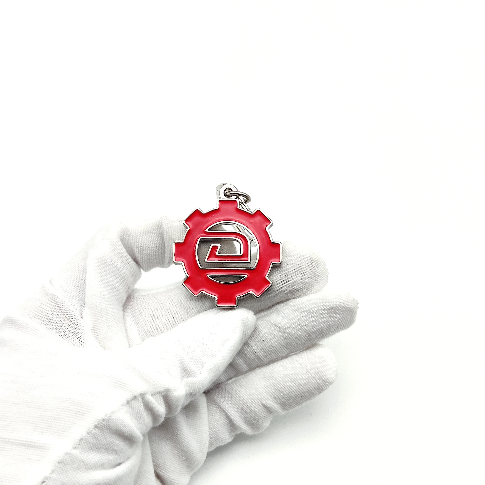 Wholesale Luxury Logo Custom keyring Red Gear Enamel Metal Keychain