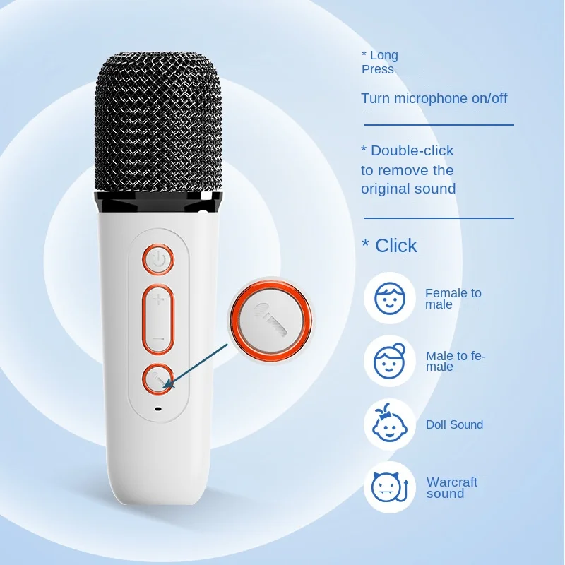 RGB Color Lights Mini Portable Mini BT Karaoke Speaker Handheld Wireless Microphone For Outdoor Family Children