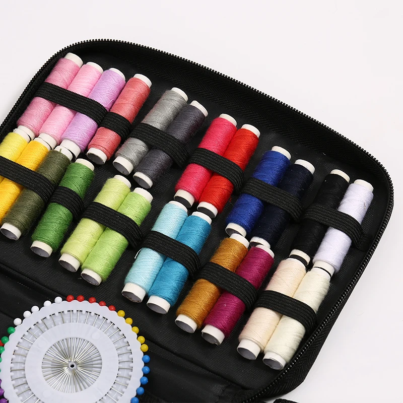 JC 131 Pcs Black Sewing Tool Accessories Needlework Set Portable Travel Needle And Thread Kit Bag