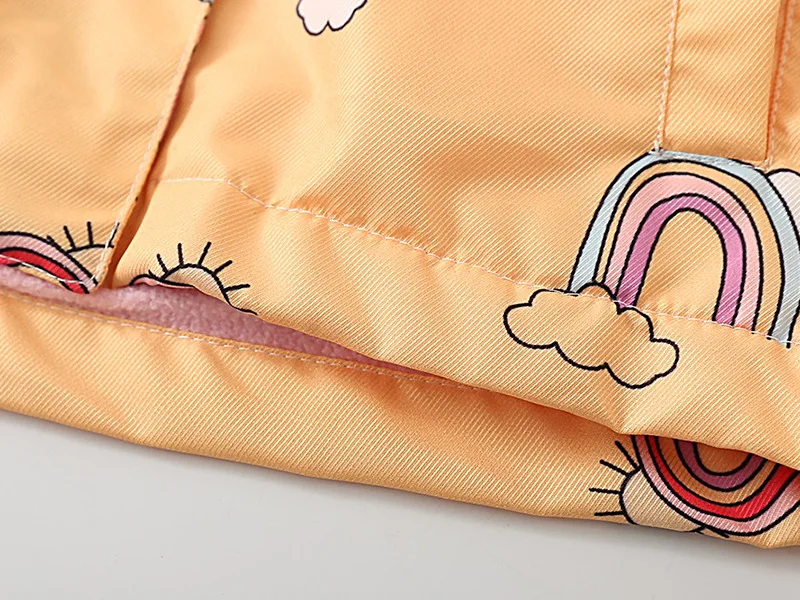 Yellow Winter Newest Kids Rainbow Printing Coats Girls Coats