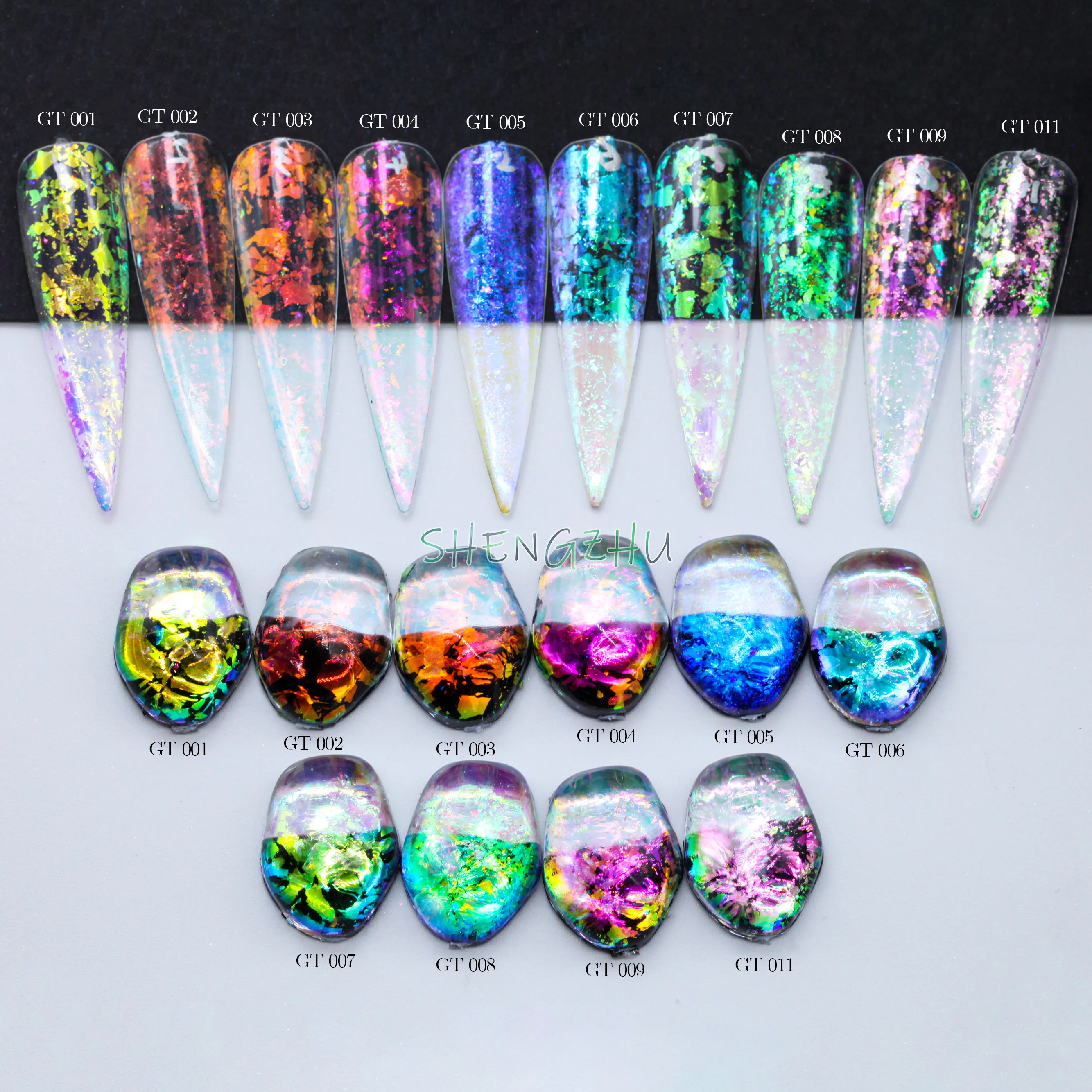 Factory Bulk Iridescent Aurora Opal Nail Glitter Eye Flake Chameleon Chrome Transparent Flakes