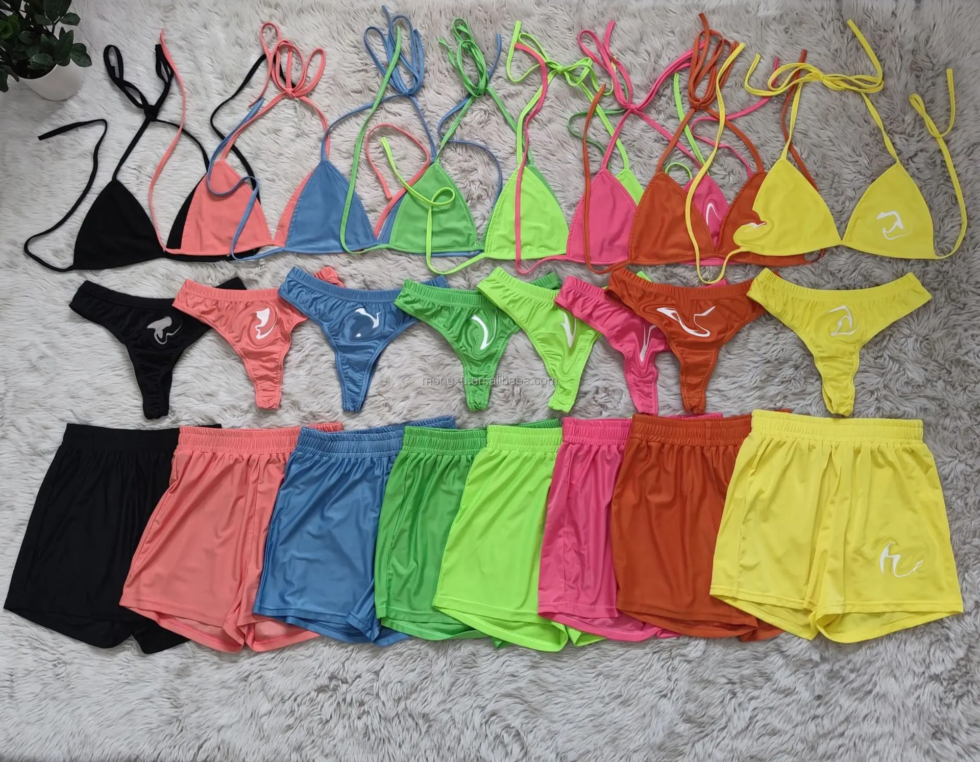 Famous Designer Bikinis Summer Ice Slide Solid Color Beach Bikini Set 3 Piece Set Luxury Swimsuits For Women 2023 Swimwear