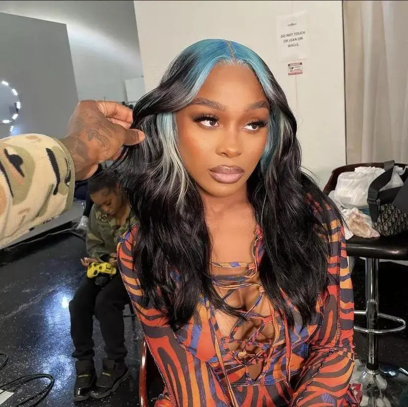 Pre Plucked Mixed colorful Natural Hairline Synthetic Lace front hair wigs for Women