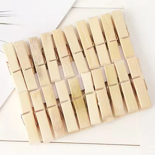 Natural High Quality Bamboo Multifunction Coffee Clip Wooden Peg And Laundry In Pack