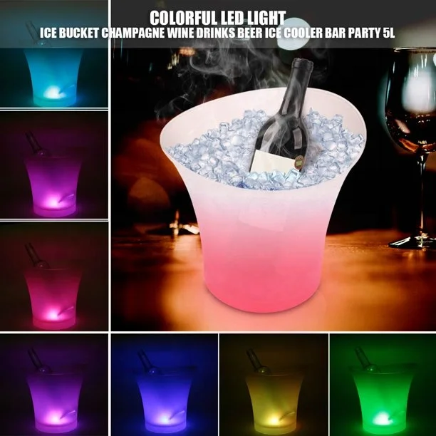 for promotion 1 bottle pp led flashing lighted up acrylic wine beer champagne led plastic ice bucket