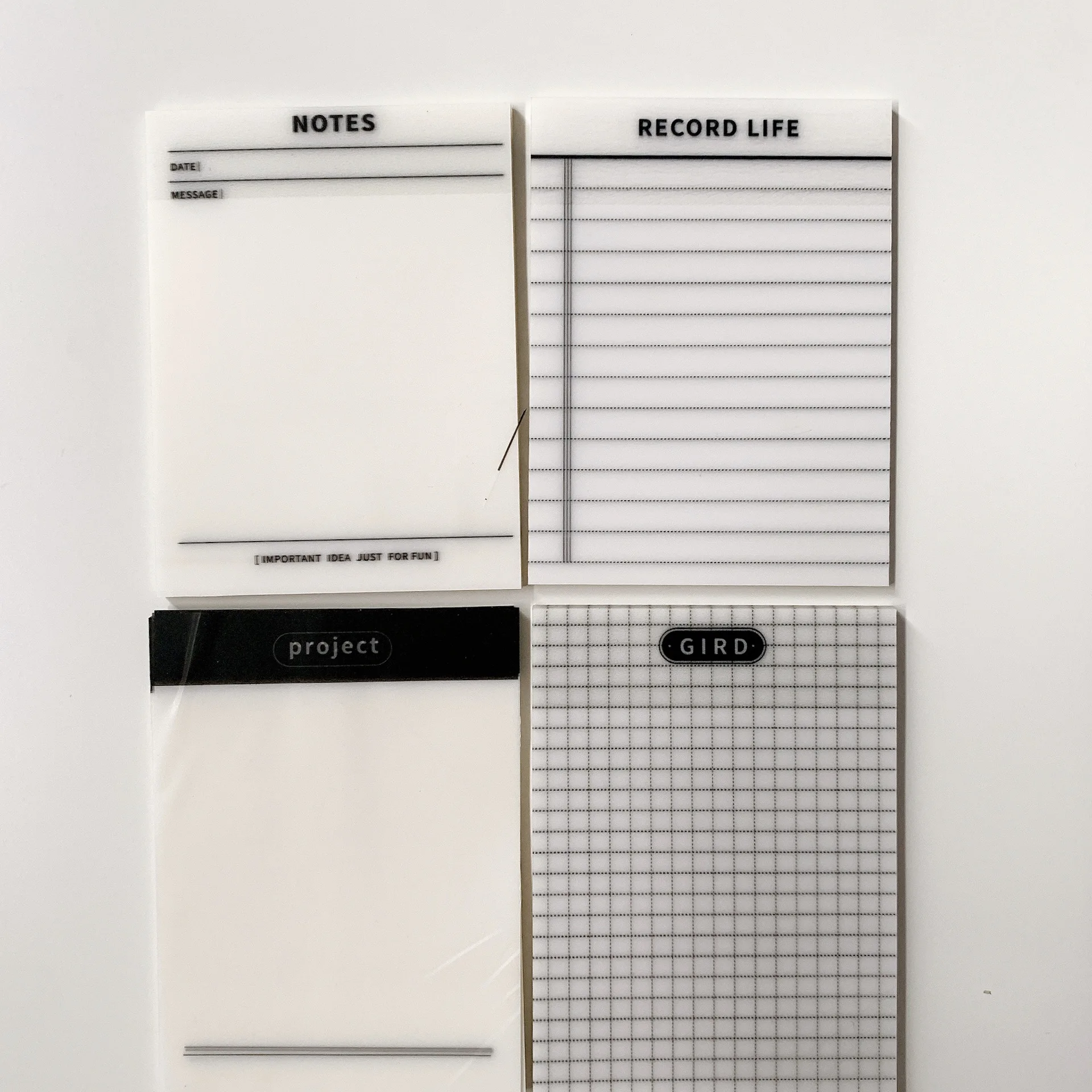 Different Style Transparent PET Material Self-Stick Notes Pads Easy to Post for Home,Office, Notebook