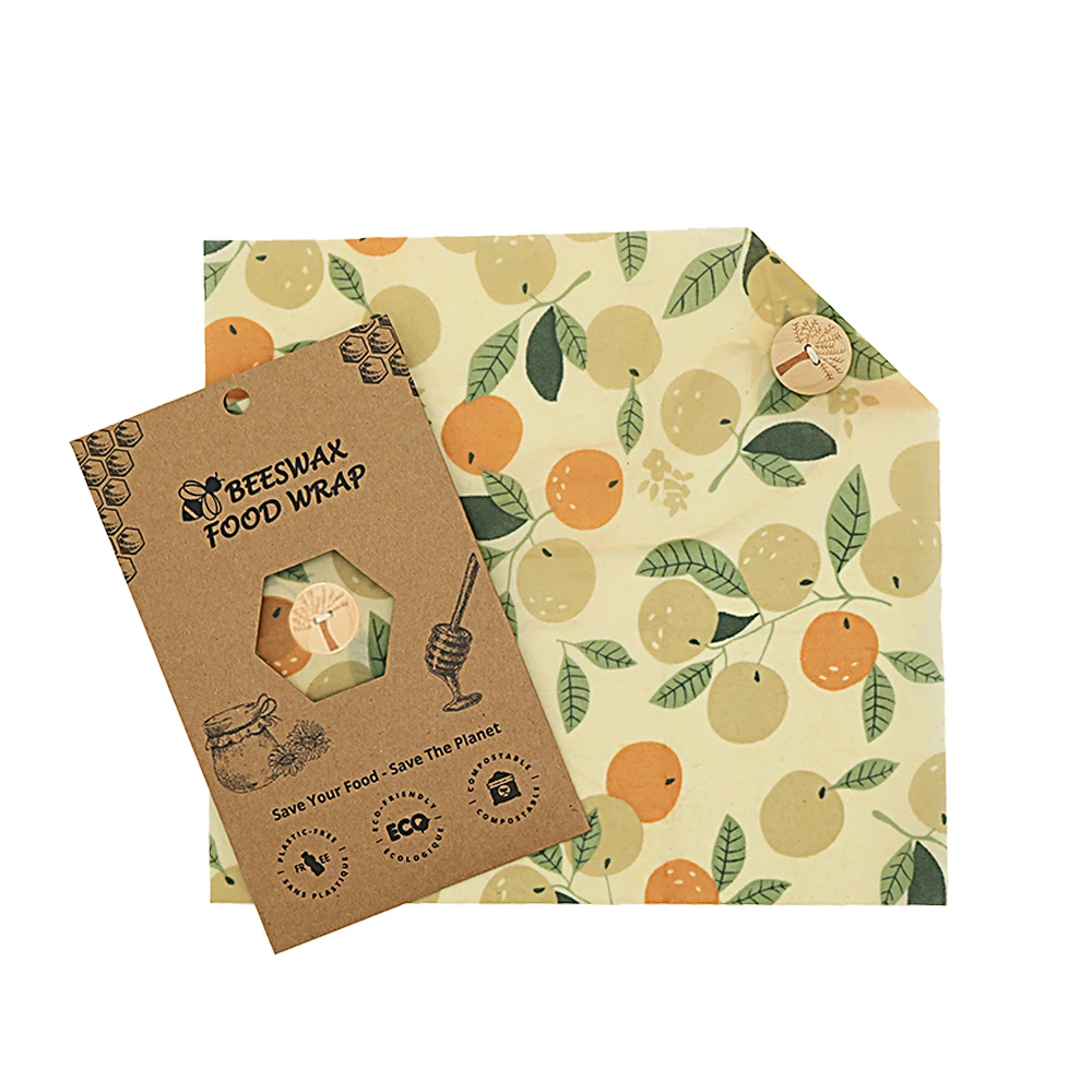 2023 Hot sale Beeswax Fruit Food Wrap Button Organic Cotton Cloth Reusable Wrap Bee Wax Wrap Beeswax packaging