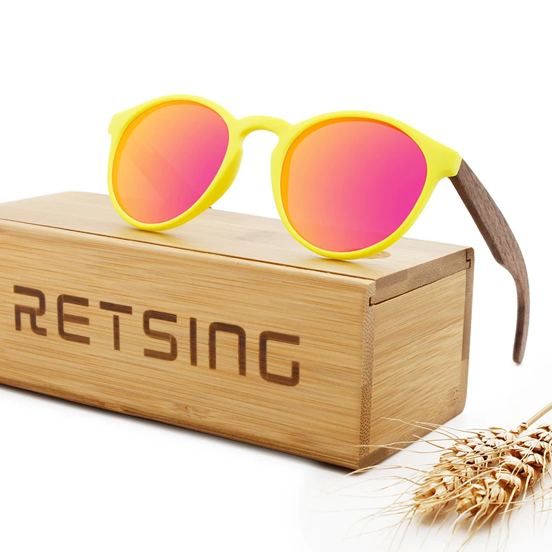 Детские солнцезащитные очки с логотипом под заказ, поляризованные Модные экологически чистые деревянные бамбуковые солнцезащитные очки