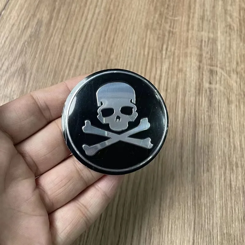 Black Car Wheel Hub Center Cover Cross Bone Skull Logo Decal Sticker 56.5mm For Vehicle SUV Pickup
