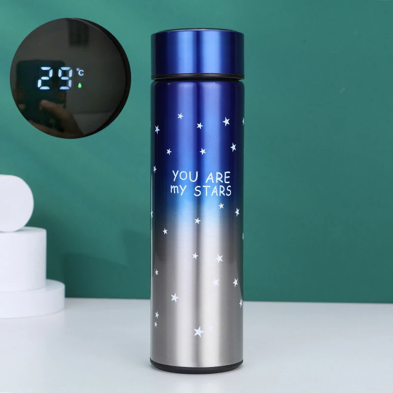 Ready to ship Blue  star  color smart vacuum flasks with led temperature display