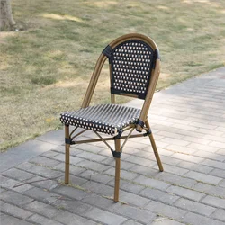 French style garden PE rattan wicker aluminium outdoor bamboo garden chair