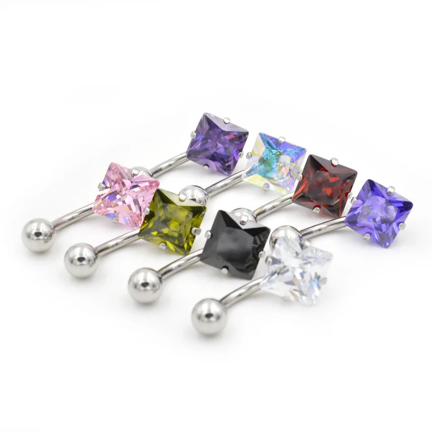 Body Jewelry New Arrival Hotsale Stainless Steel Press Drill Belly Button Rings Dangle Shinny Zircon Navel Piercing