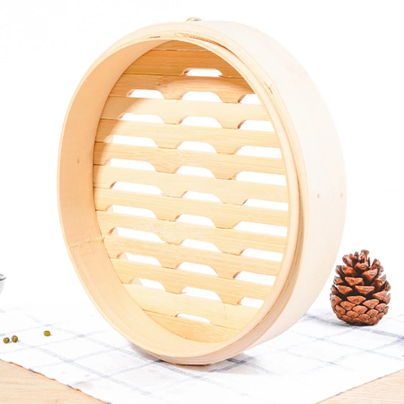 Cookware Natural Bamboo Food Steamer Set with Lid Bamboo Dim Sum Steamer Basket