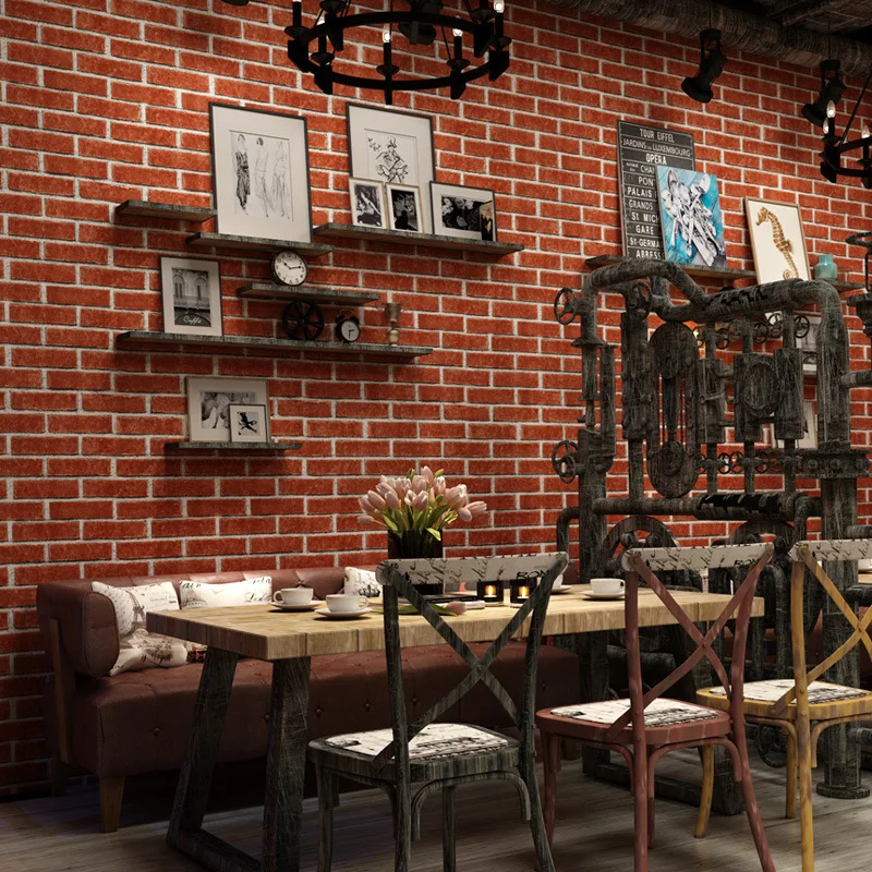 Modern simple brick non-woven wallpaper brick retro nostalgic wallpaper restaurant restaurant project thickened wallpaper