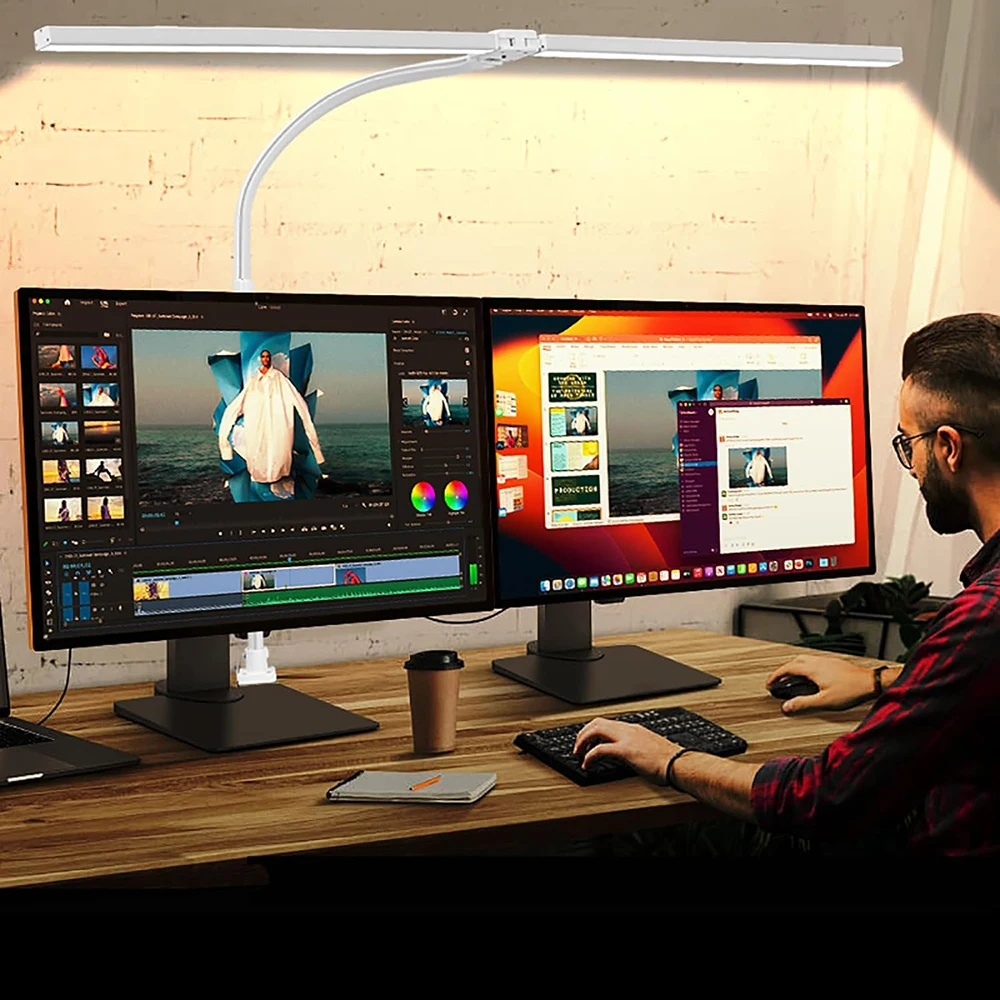 Ultra Bright 24W Flexible Gooseneck Clamp Computer Monitor LED Table Light Architect Lamp for Screen