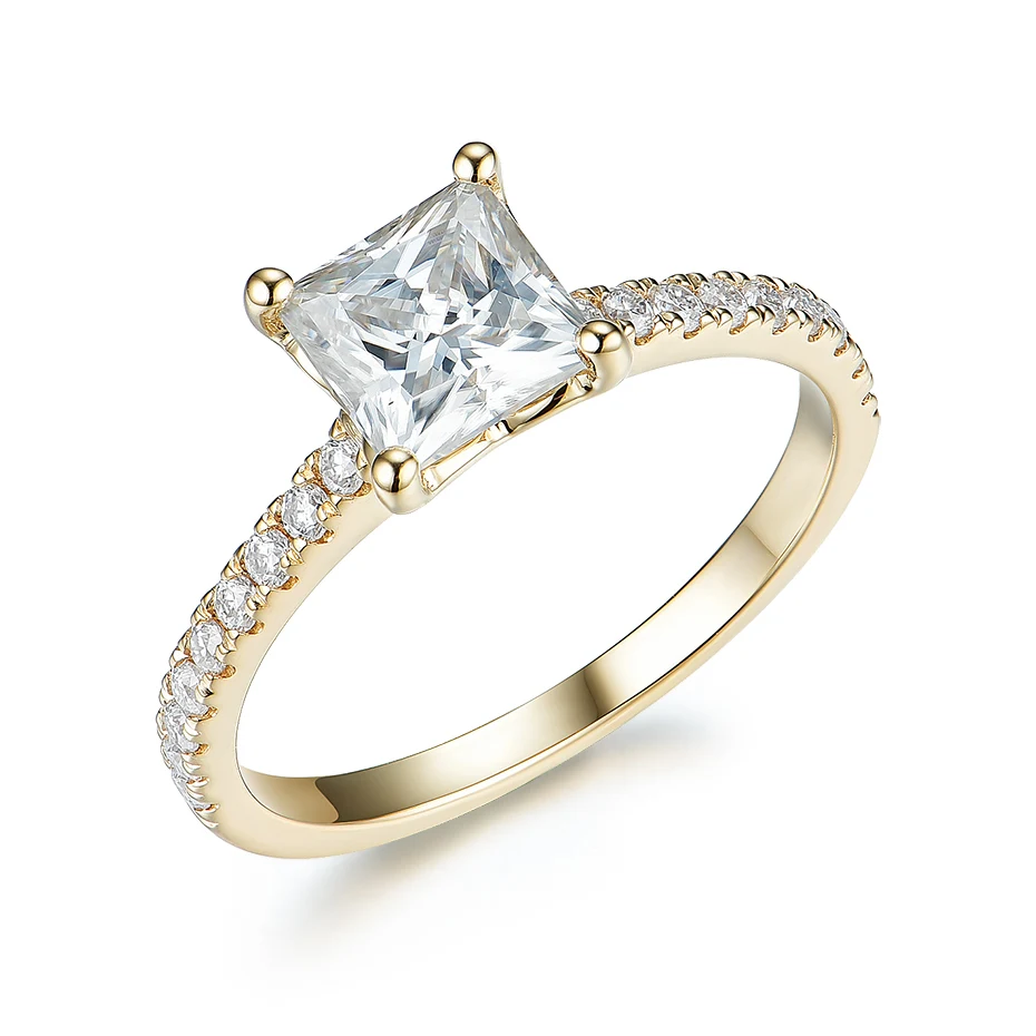 Kuololit 585 14K 10K 1.5CT Moissanite Ring for Women Princess cut VVS Solitaire Ring for Engagement bridal Promise Anniversary