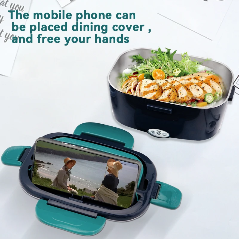 DaoSheng Hot Selling 1.5L 110V 12V/24V Portable 304 Stainless Steel Self Heating Electric Food Warmer Bento Tiffin Lunch Box