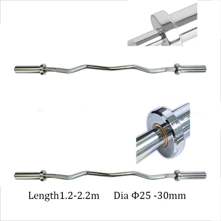 Wholesale stock High quality gym chrome olymp barbell bar ez curl barbell bar weight lifting curved barbell bar