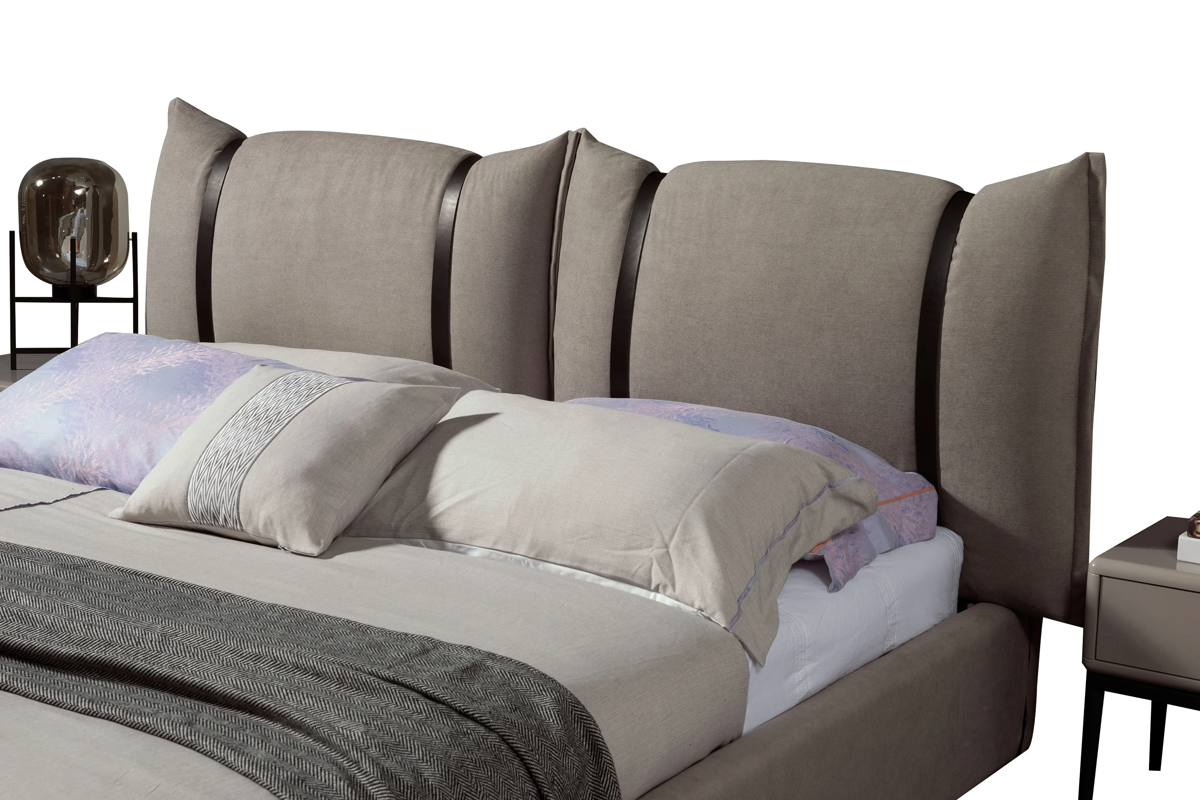 Bedroom modern latest wooden double upholstered furniture king size bed