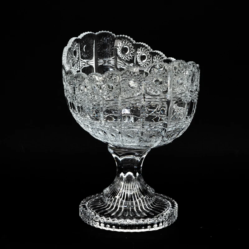 dubai style large embossed glass fruit bowls salad decorative bowl
