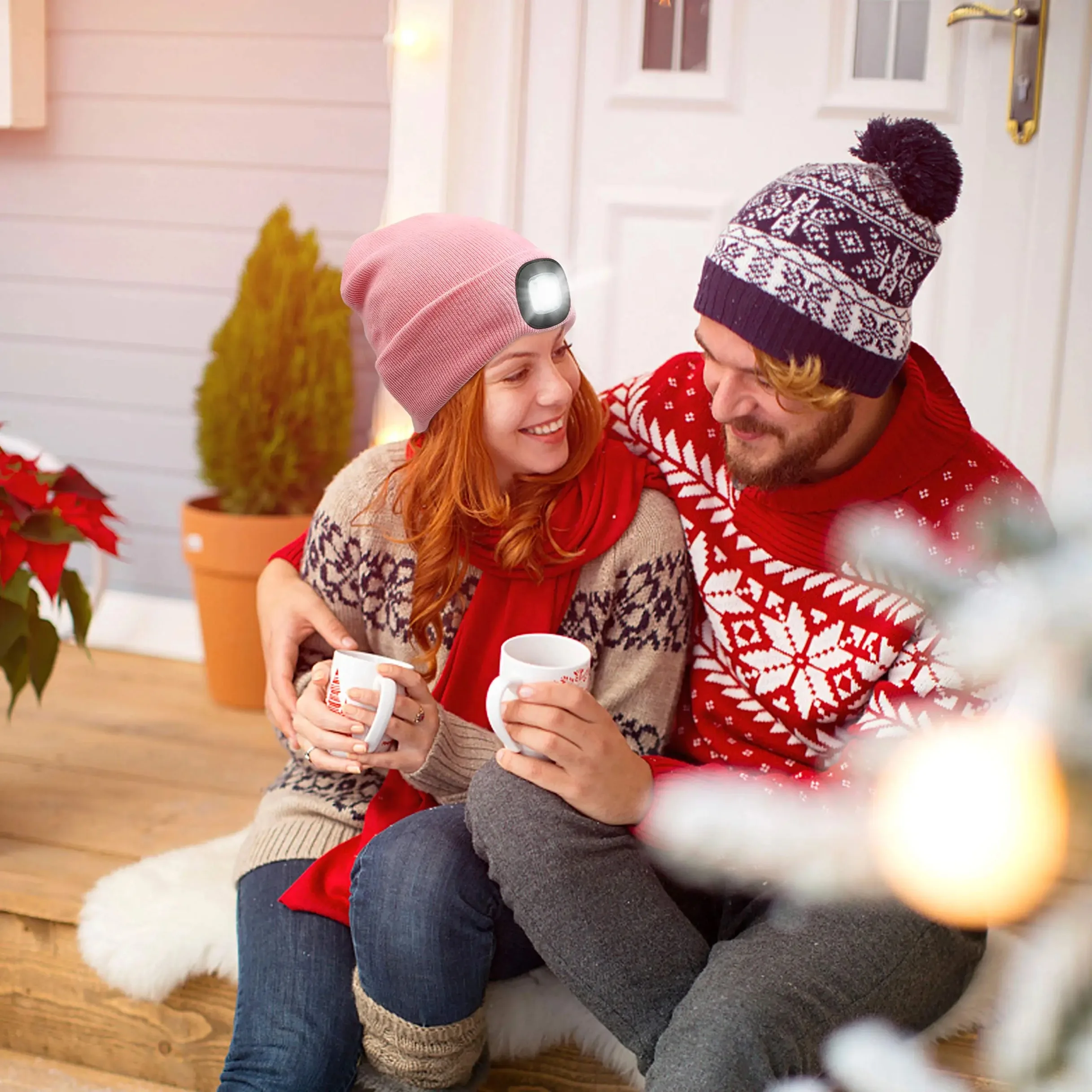 CPC Knitted  Beanie Hat USB Rechargeable And Removable LED Light for Fishing,Working,Camping, Hunting