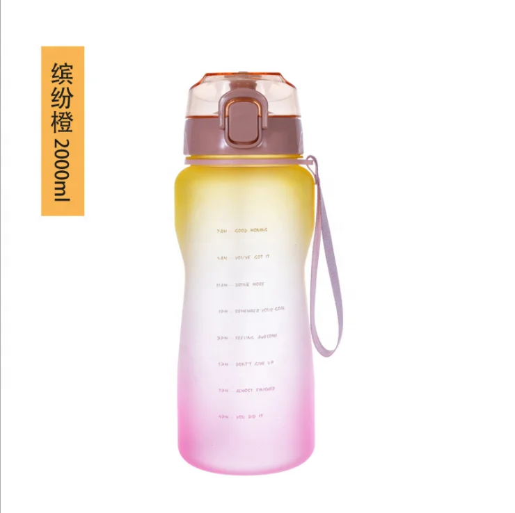 64oz мотивационные Фитнес Спортивная бутылка для воды с маркером времени и соломы большой широкий угол обзора рот Герметичный Прочный BPA бесплатно