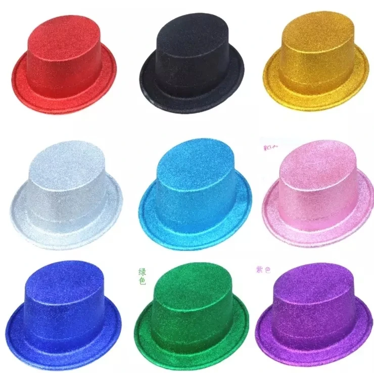 neon Happy new year kids Party Supplier Tall hat plastic pink glitter birthday girl baseball cap