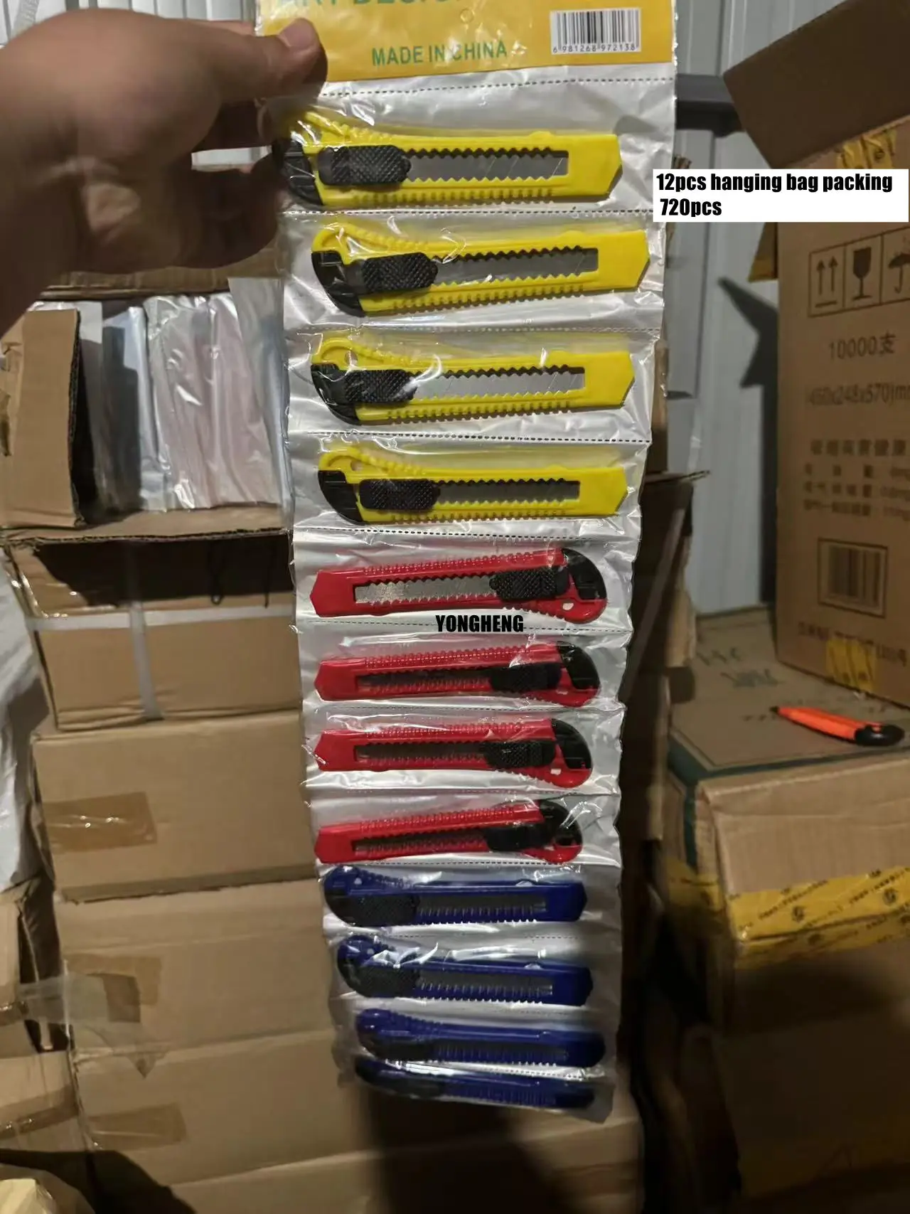 Transparent Retractable Paper Cutter Knife Kids Stationery 12pcs Pack Utility Knife Set For Office